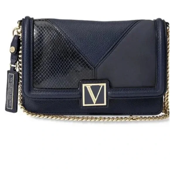 Victoria’s Secret Crossover Chain Shoulder Bag Purse Limited Edition Navy Blue - Picture 2 of 9